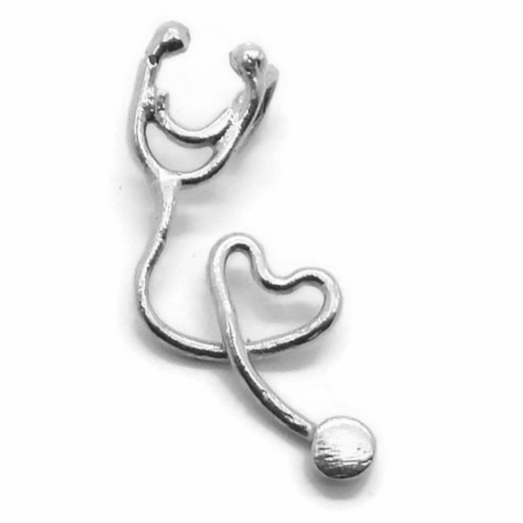 Stethoscope Pendant Charm .925 Sterling Silver - Picture 1 of 3